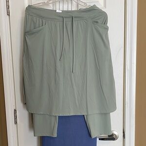 Women's Sage Green Skirt Attached Leggings